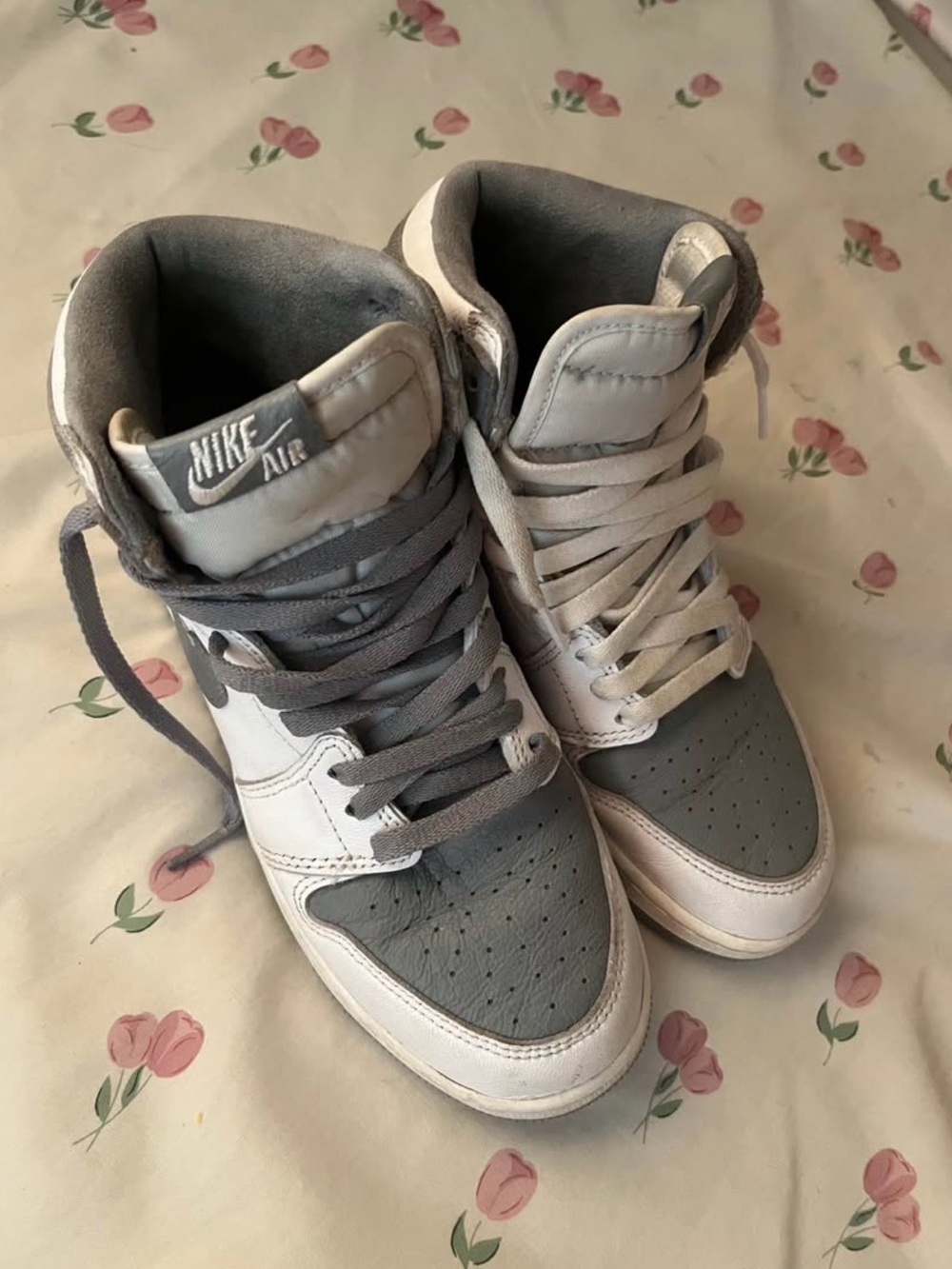 Nike High-Top Sneakers in White and Gray